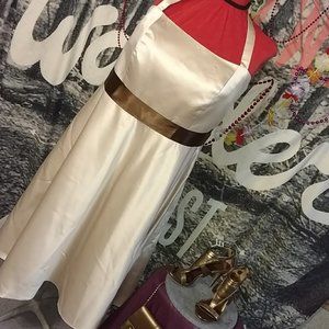 Bill Levkoff Formal Tea Length Satin Dress Cream Sz 24